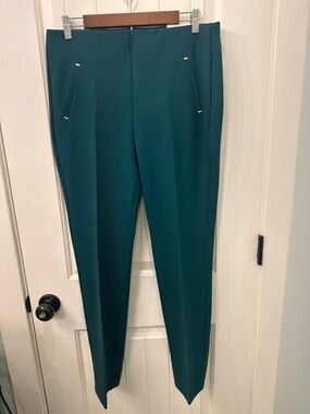 Chico's Juliet Slim Leg Pants Enchanted Forest Green 10 R NWT Quiet Luxury Boho